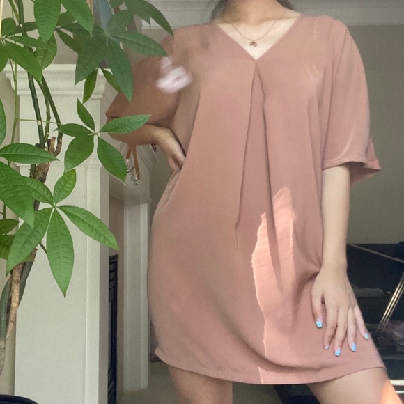 URBAN OUTFITTERS Nude Oversized Vneck Shift Dress - Picture 2 of 9